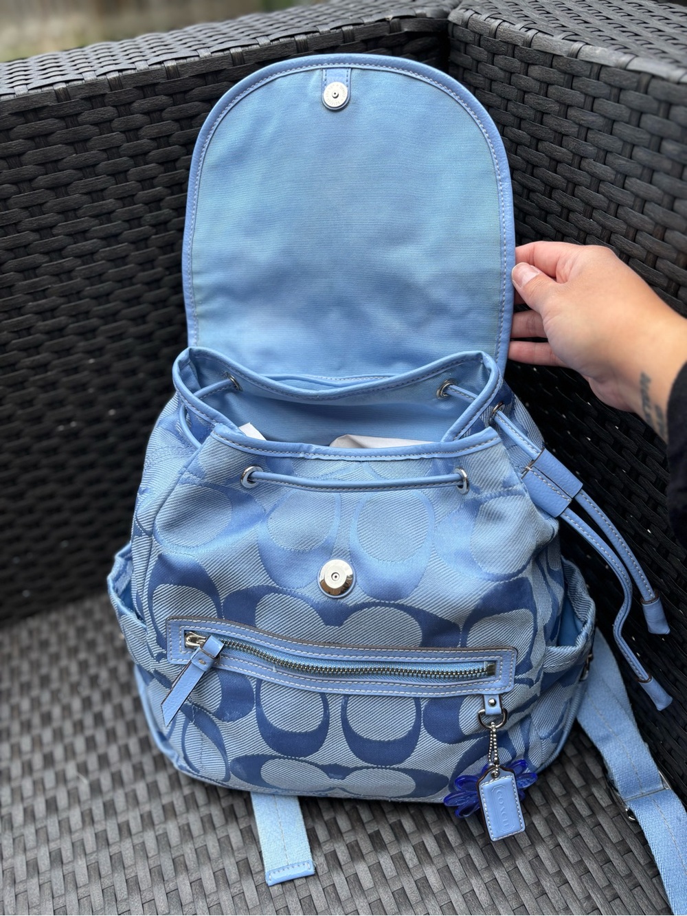 Coach Kyra Daisy Signature C Monogram Backpack Periwinkle With Matching Wristlet - Picture 8 of 15